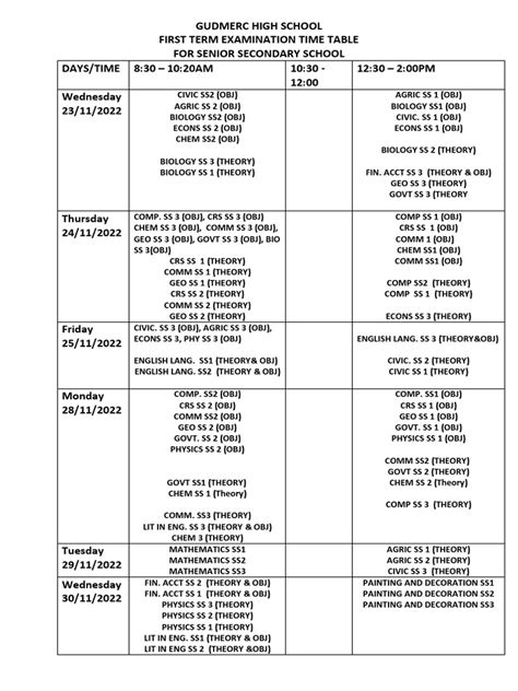 Time Table | PDF