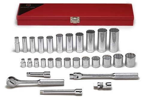 1 4 DRIVE 25 PIECE 6 POINT STANDARD DEEP METRIC SOCKET SET WRIGHT