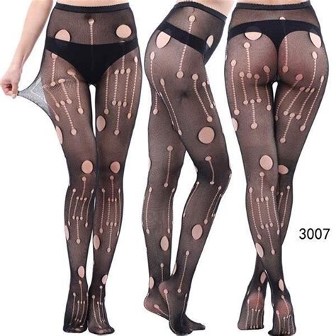 Bas Luckymily bas en résille noire transparente collants longs pour femmes Lingerie Sexy