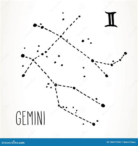 Gemini Zodiac Sign Constellation Stock Vector Illustration Of