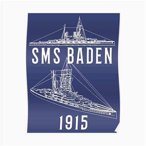 SMS Baden German 1915 WW1 Battleship Blueprint Diagram Gift Poster