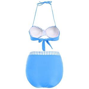 Blue Xl Cute Halter Polka Dot Bikini Set For Women Rosegal