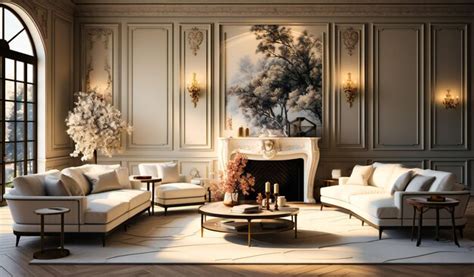 Premium AI Image | A living room with beige walls and furniture