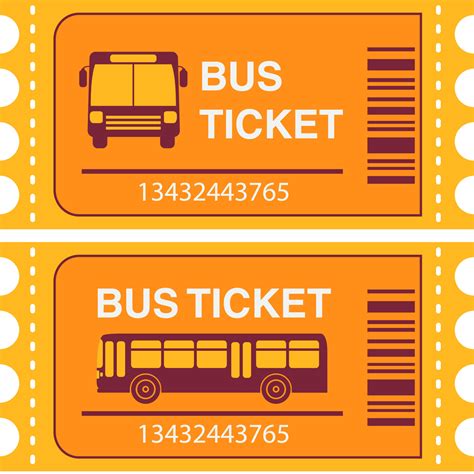 Bus ticket.Public transport.Bus side view and in front. Flat vector ...