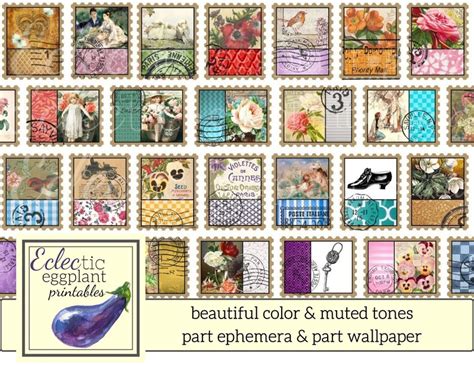 96 Fancy Ephemera Faux Postage Stamps For Your Junk Journal Etsy