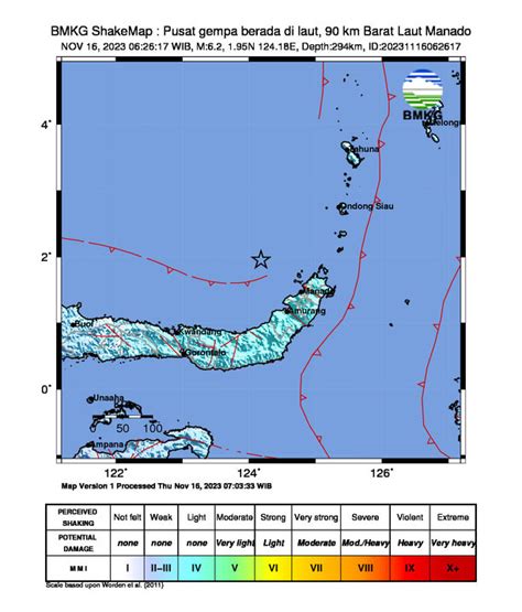 Gempa Magnitudo 6 2 Di Laut Sulawesi Dari Laut