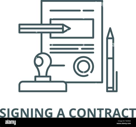 Signing A Contract Vector Line Icon Linear Concept Outline Sign