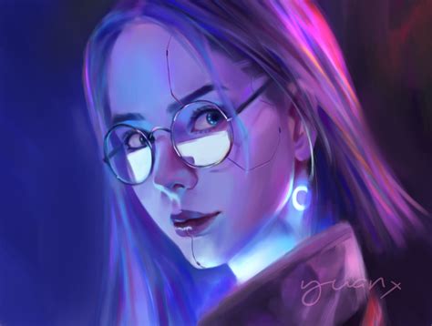 Cyberpunk Original Characters Portrait Display Concept Art Glasses