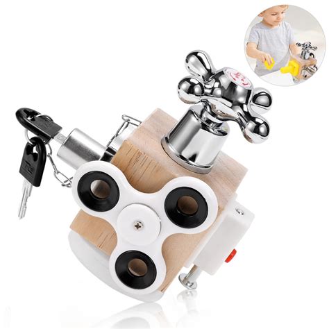 jucarie din lemn cu activitati montessori  senzoriale busy cube