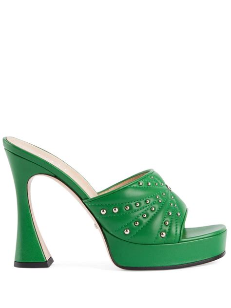 Gucci Cystal Embellished Heeled Mules Green FARFETCH TR