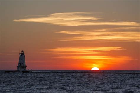 Ludington North Breakwater Light At Sunset by Adam Romanowicz | Cana ...