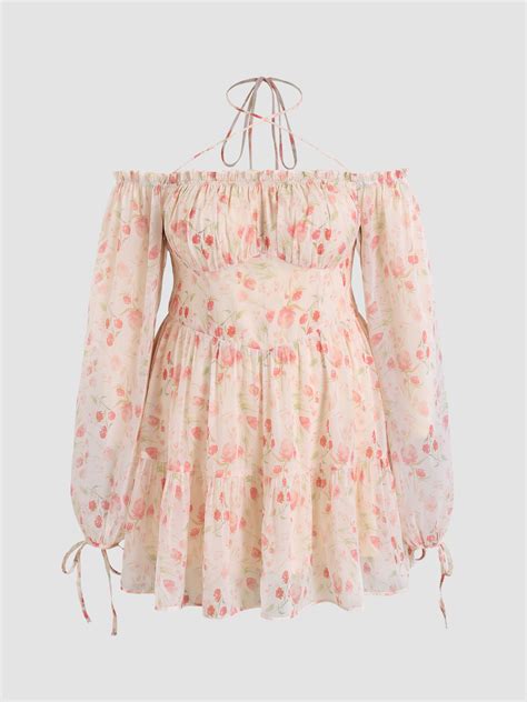 Floral Ruffle Halter Mini Dress Curve Plus Cider