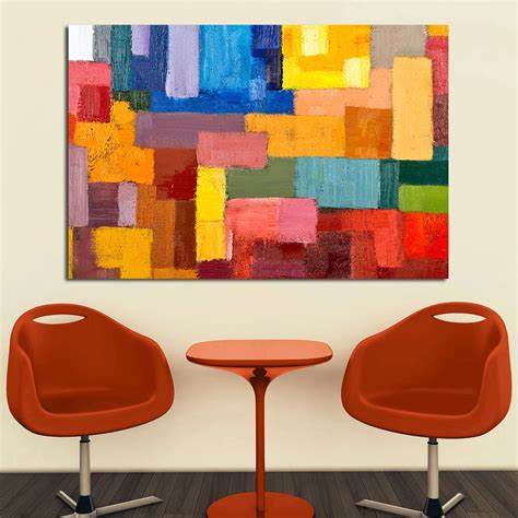 Wall art Colorful BLock Paintings on Canvas Posters and Prints Wall ...