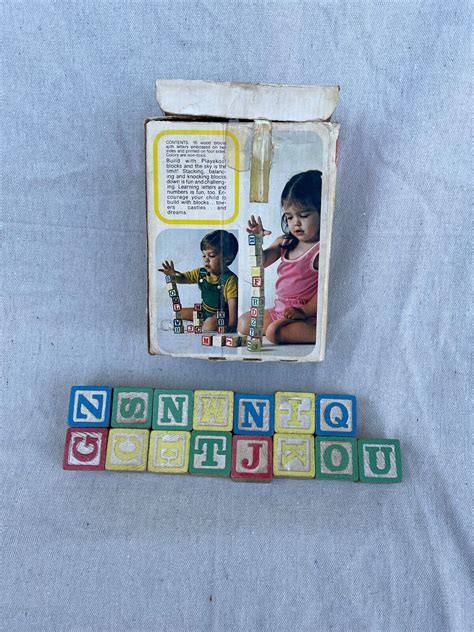 Vintage Playskool Letter Wood Blocks Blocks Ebay