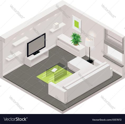 Isometric Living Room Icon Royalty Free Vector Image