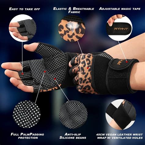 Rymnt Leopard Workout Gloves With Wrist Wrap Support Full Palm Protection And Extra Grip For Men