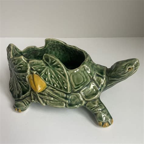 Gorgeous Vintage Mccoy Pottery Turtle Lily Pad Leaf Pottery Planter