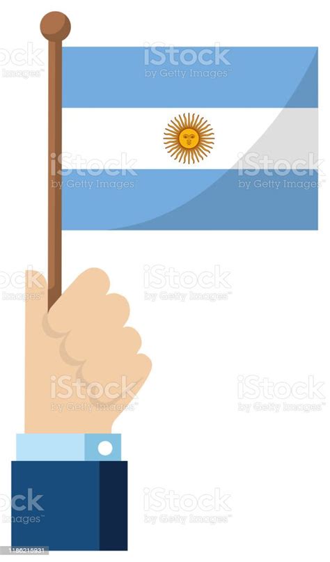 Holding The National Flag In Hand Flat Vector Illustration Argentina