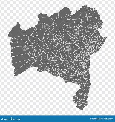 Brazil Map High Detailed Blue Map With Countiesregionsstates Of