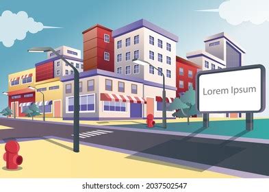 City Street Building Houses Architecture Empty Stock Vector Royalty