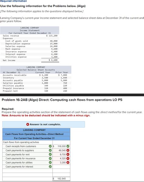 Solved Problem Ab Algo Direct Computing Cash Flows Chegg