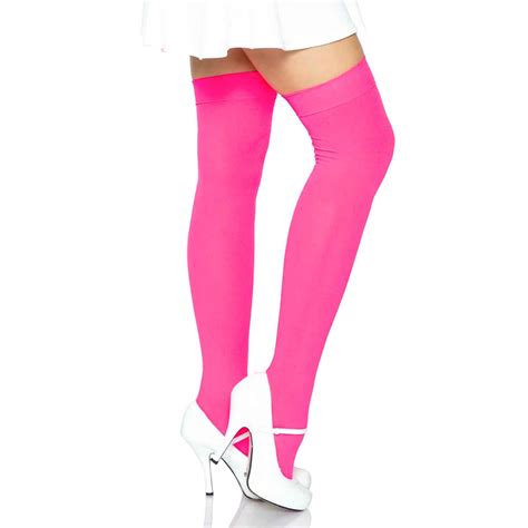 Neon Pink Thigh High Stockings Luna Adult Standard