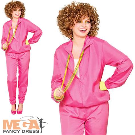 Shop Ladies Pink 1980s Shell Suit Retro Costume Mega Fancy Dress