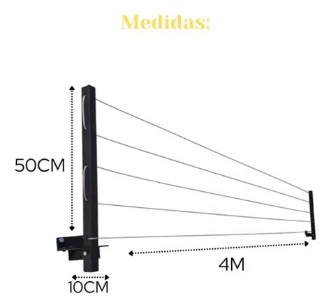 Varal Retratil De Parede Muro Dobravel Aluminio Preto R 46 Em Porto