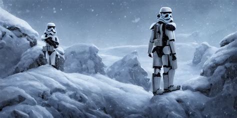 Star Wars Snowtrooper On A Snowy Mountain Top Greg Stable Diffusion