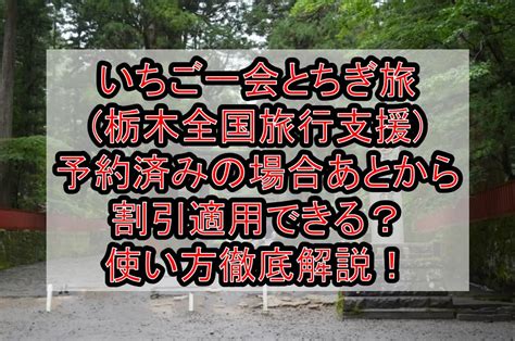 いちご一会とちぎ旅 栃木全国旅行支援 予約済みの場合あとから割引適用できる？使い方徹底解説！ 旅する亜人ちゃん