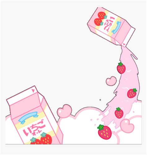 Cute Kawaii Frame Milk Strawberry Pink Kawaii Strawberry Frame