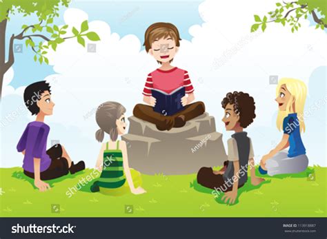 A Vector Illustration Of A Group Of Kids Studying Bible 113918887