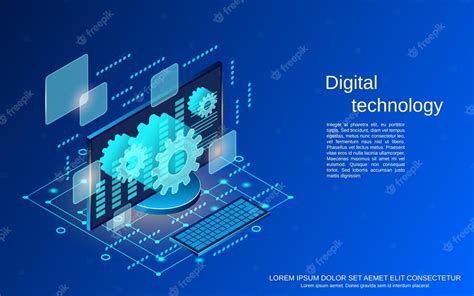 Premium Vector Digital Technology Flat 3d Isometric Vector Concept