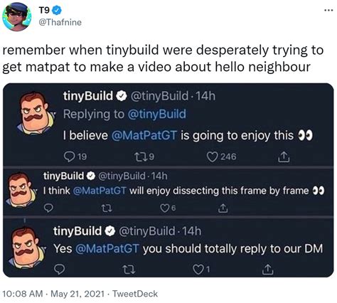 remember when tinybuild were desperately trying to get matpat to make a ...