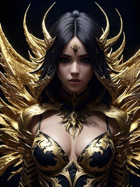 Premium Photo A Woman With Golden Wings And Gold Wings