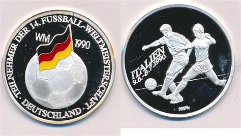 Medaille Feinsilber 1990 Italia 90 WM 14 Fussball Weltmeisterschaft