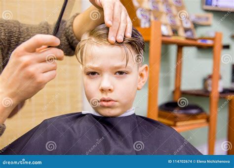 Kid In Barbershop Stock Photo Image Of Barber Male 114702674