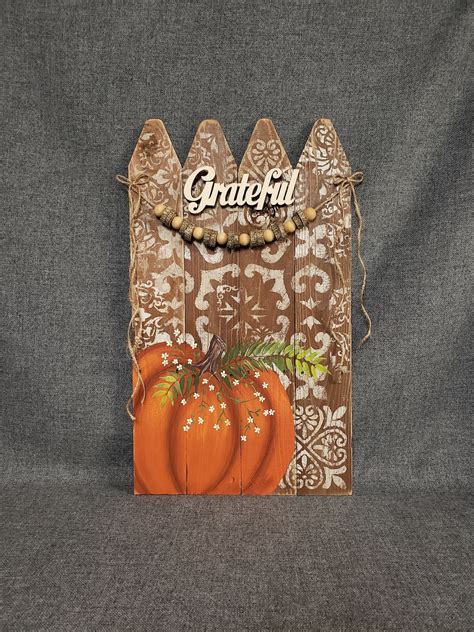 Pumpkin Fall Decor Farmhouse Grateful Thanksgiving - Etsy