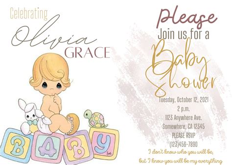 Precious Moments Baby Shower Invitation Template, Printable Baby Shower ...