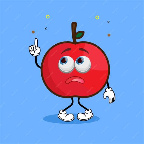 Premium Vector Cute Apple Fruit Character Is Scared Pointing Up