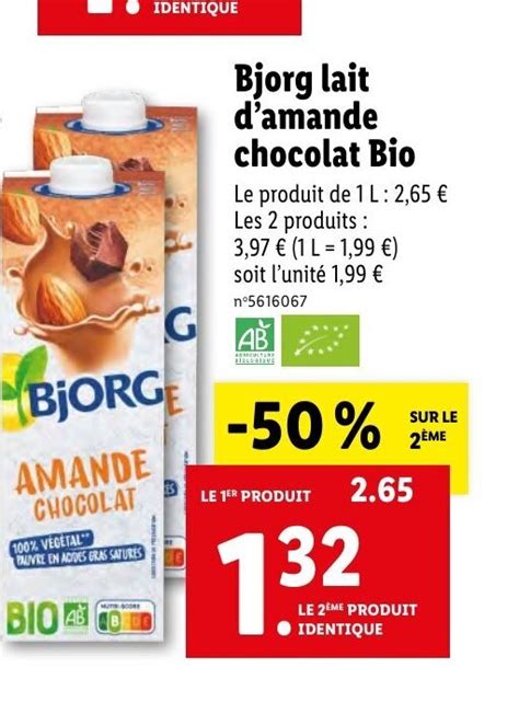 Promo Bjorg Lait D Amande Chocolat Bio Chez Lidl