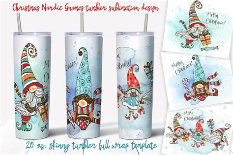 Christmas Gnomes Tumbler Sublimation Design Oz Skinny By Olgagriga