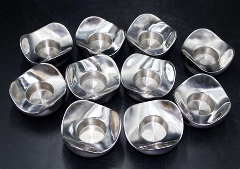 Georg Jensen Stainless Steel Tea Light Candle Holders Set Of 10