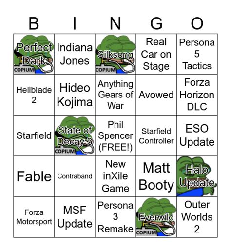 Xbox Showcase Bingo Card