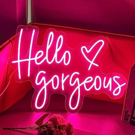 Amazon Bioiwgy Hello Gorgeous Neon Sign Dimmable Flashing Neon