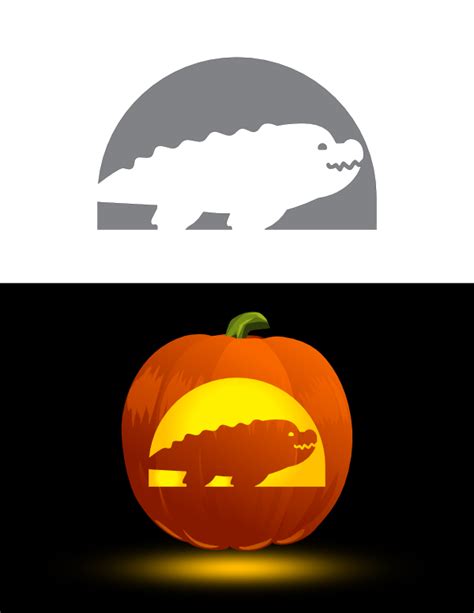 Printable Adorable Crocodile Pumpkin Stencil