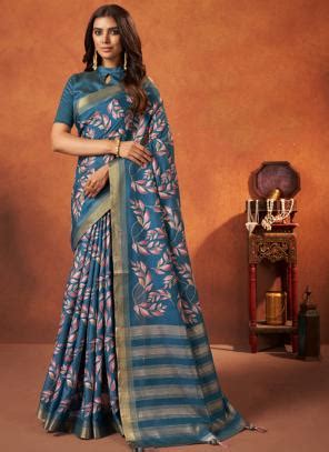 Buy Blue Crepe Silk Wedding Wear Weaving Saree Online From Wholesale