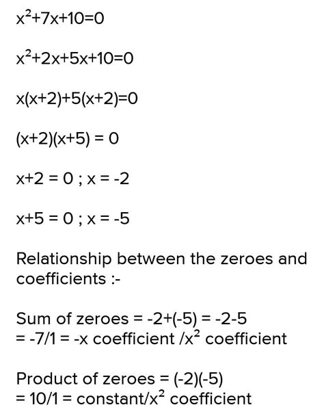 Find The Zeroes Of The Quadratic Polynomial X X Also Verify 23187 Hot