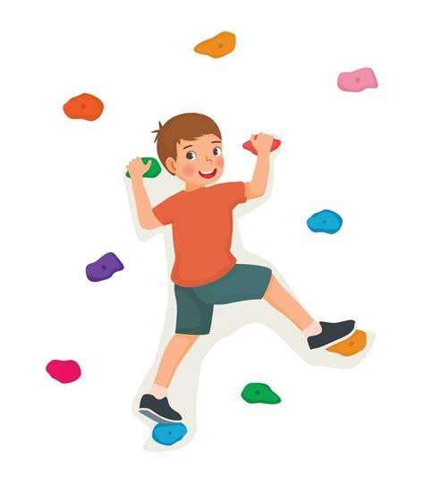 Cute little boy climbing wall with colorful rock 29092054 Vector Art at ...