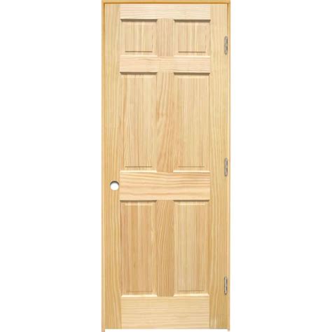 ReliaBilt Unfinished 6 Panel Solid Core Wood Pine Pre Hung Door Common